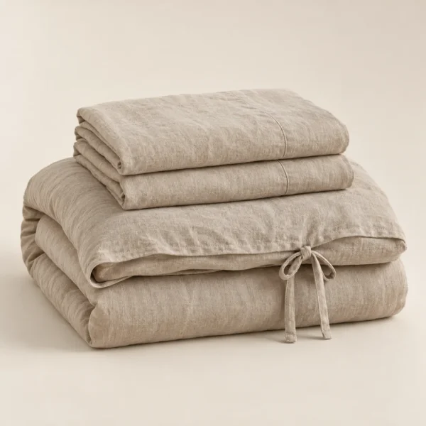 Riva Bed Linen Set in sand-coloured linen